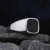 Simple Fashion Stainless Steel with Black Agate Stone Rings for Men Women High Quality Wedding Jewelry Gifts Dropshipping