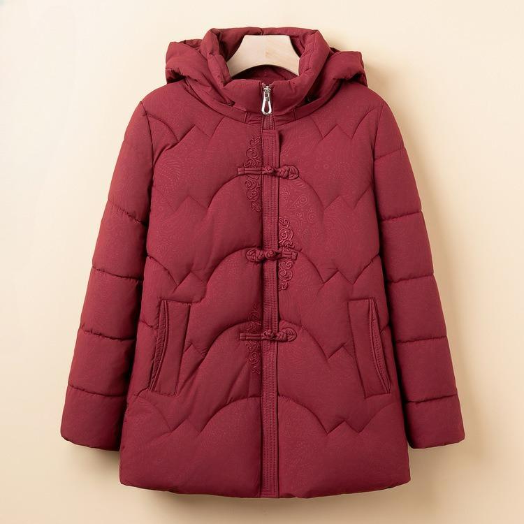 Grandma Winter Down Padded Jacket Ladies Hooded Thick Padded Jacket Jacket Fashion Warm Padded Jacket