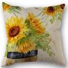 4Pcs,Linen Blend Throw Pillowcase Decorative Yellow Sunflower Flower Baskets,Fresh Flowers Bicycles Printed Autumn Pillowcover