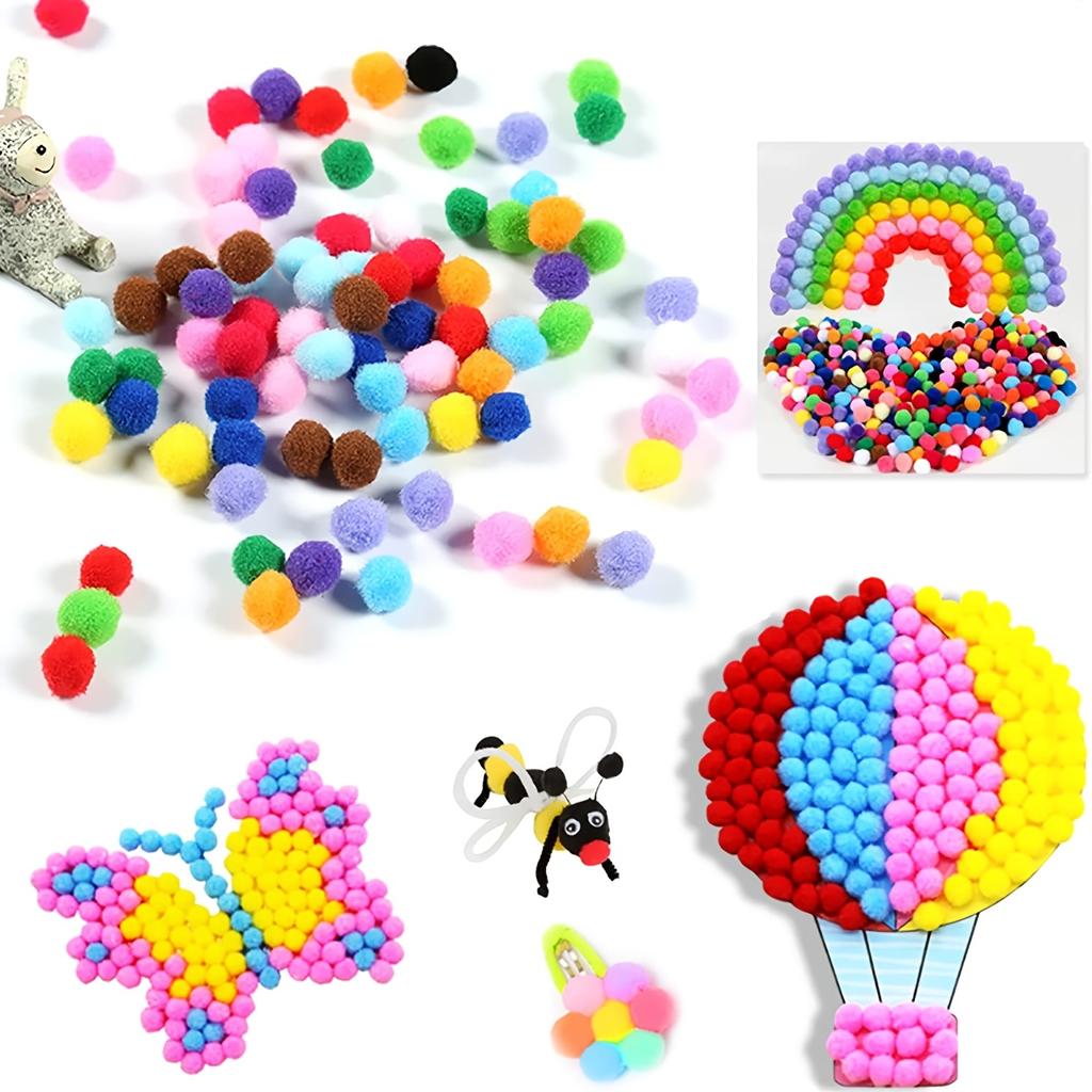 1200pcs 1cm Pompoms, Multicolor Valentine Arts And Crafts Plush Pompoms, Pompoms For Crafts And Hobbies