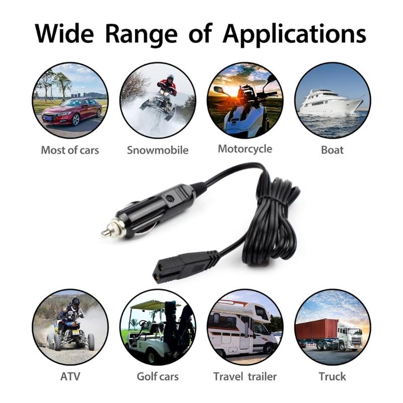 Câble de rechange pour glacière de voiture de 1,8 m, 2 broches, prise 12 V, rallonge de câble d'alimentation, noir
