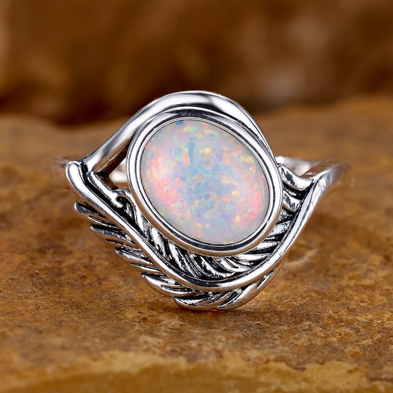 Silver Color Oval White Opal Ring for Women Party Fine Jewelry Engagement Wedding Bands Lover Gift