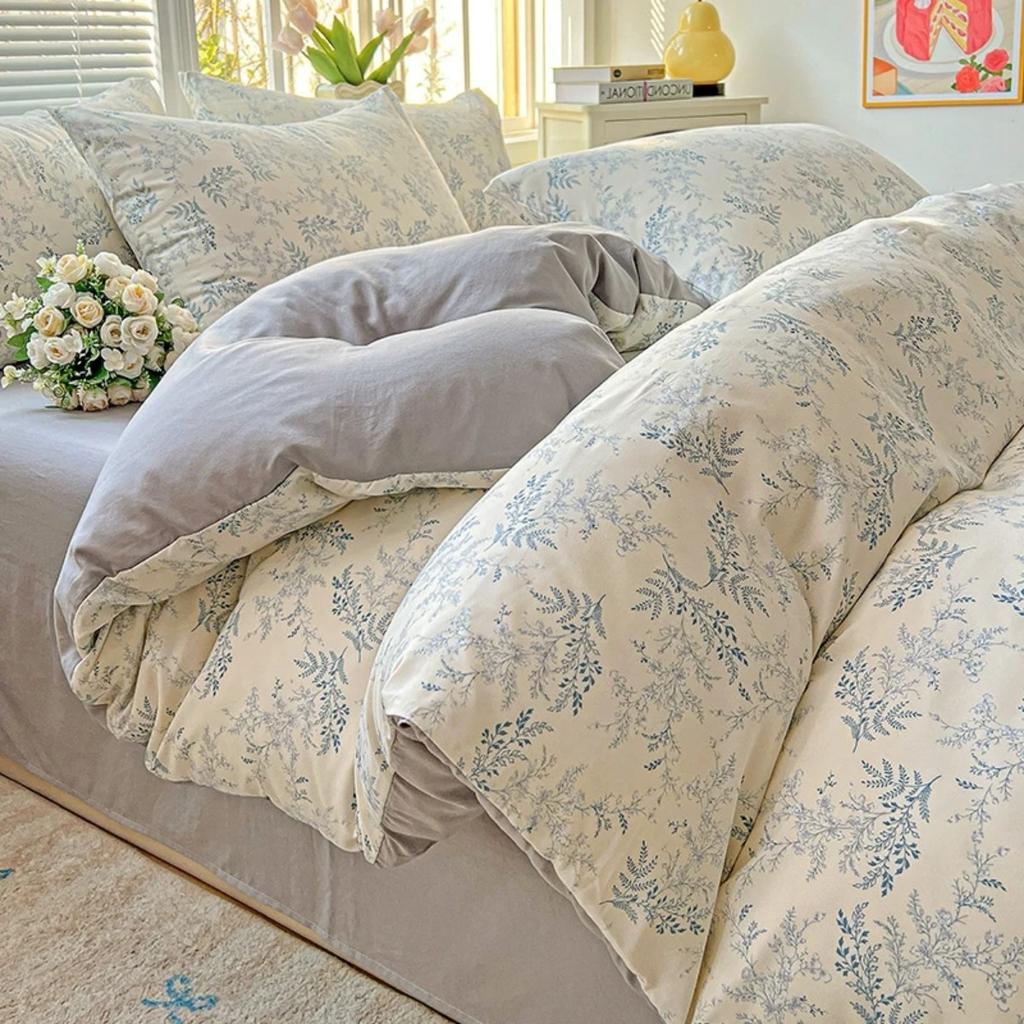 HOMZY Washed Cotton Double Yarn Single Quilt Cover Simple Wind Ins Wind Small Floral Korean Version Duvet Skin Friendly Bedding