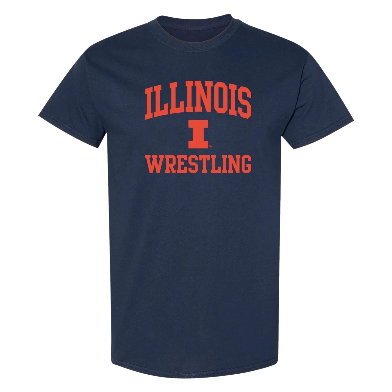 Illinois Arch Logo Wrestling T-Shirt - Navy XL