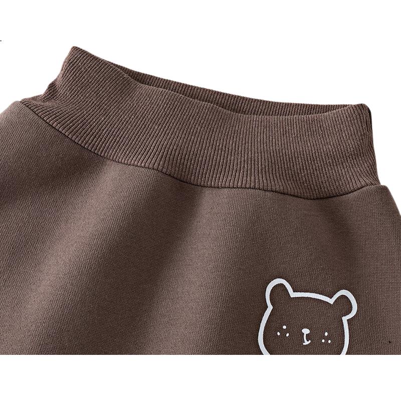 Shubeiyi Baby Pants Big Butt Pants Baby Long Pants Boys and Girls High Waist PP Pants Belly Protection Fleece Warm Coffee Color Size 80