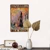 Witch Witchcraft Girl And Cat In A World Full Of Princesses Be A Witch Halloween Metal Tin Sign Poster Wall Decor Vintage Living Decor 8x12 Inch