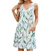 Abito Casual Senza Maniche Stampato Lento Nuovo Primavera Estate Scollo a V Donna