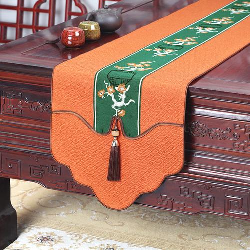 New Chinese Style Table Flag Modern Minimalist Zen Style Waterproof Tea Mat Long Tea Table Fabric Art Tablecloth