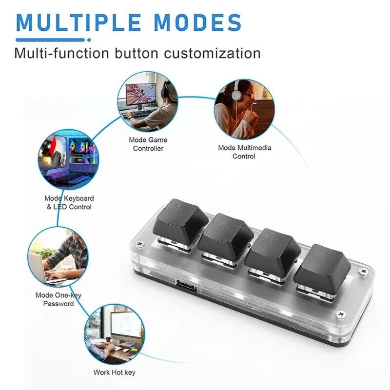 1pc USB Programmierung Makro Benutzerdefinierte Knopf Tastatur RGB 3 Tasten + 1 Knopf / 4 Tasten Kopieren Einfügen mini Taste Gaming Tastatur Mechanisch