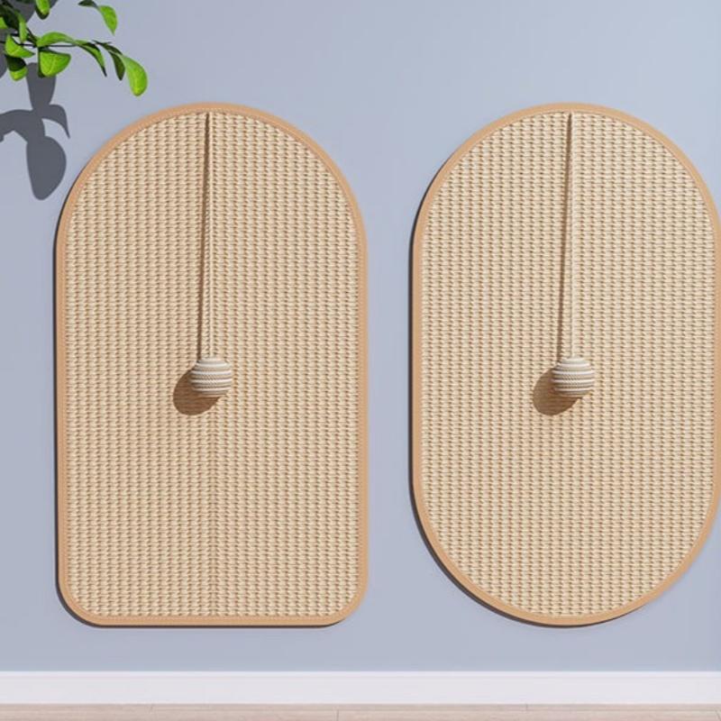 3-in-1 Sisal Cat Station: Washable Scratching Pad + Hanging Ball Toy & Self-Adhesive Wall Panel