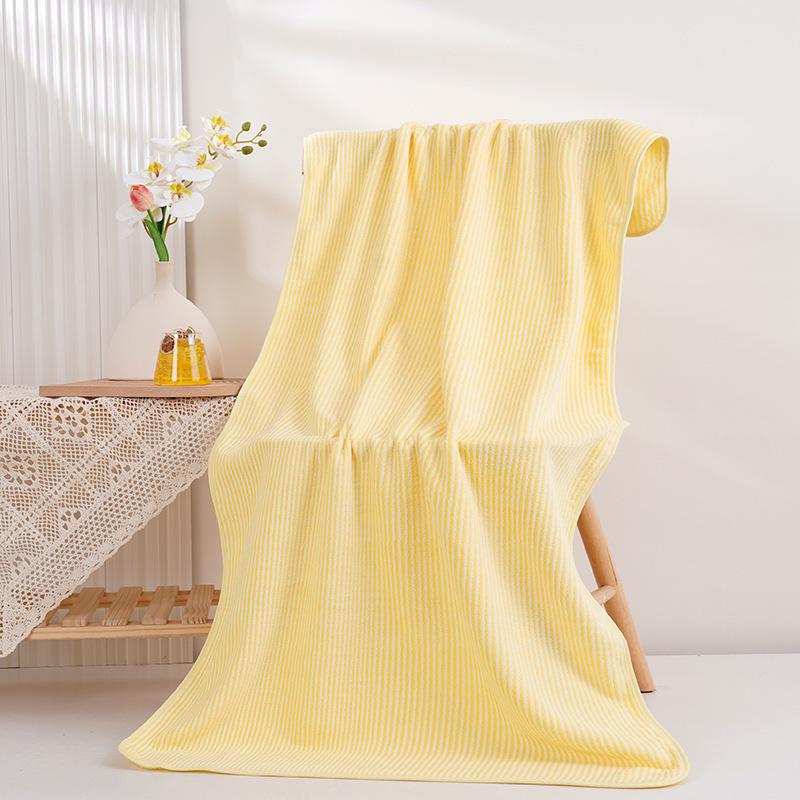 Warp-Knit Striped Coral Fleece Towels: Thick, Absorbent Face & Bath Gift Set