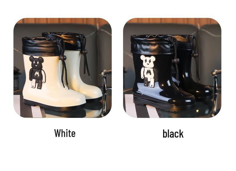 Children's Waterproof Rain Boots - Violent Bear Design, Non-slip, Sizes Small to Large for Boys and Girls