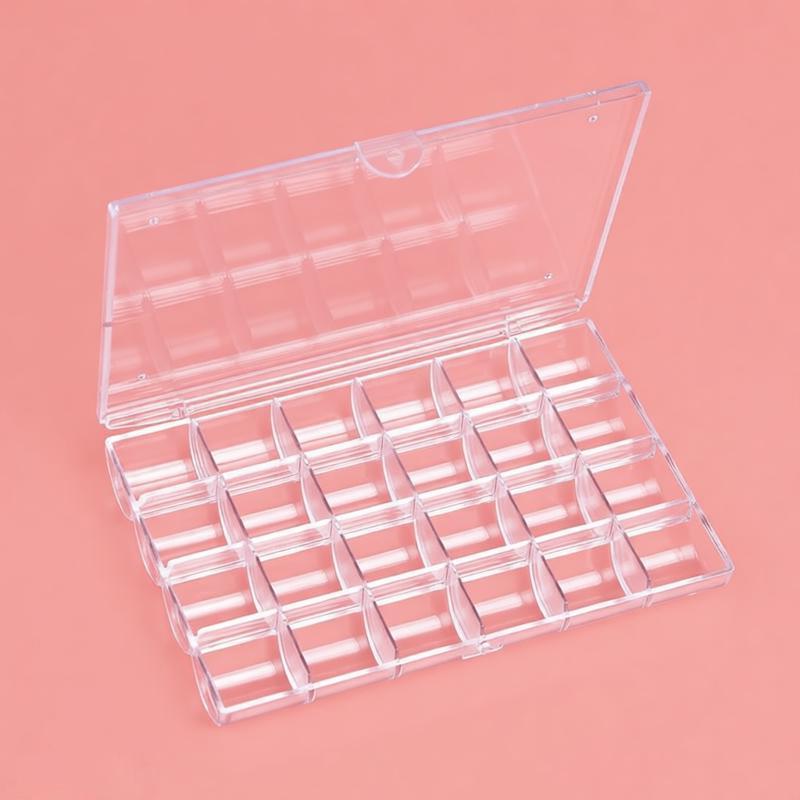 

24 Grids Clear Plastic Box Organizer For Nail Manicure Tools Jewelry Beads Rings Display Storage Case Holder Nail Art Tip Case