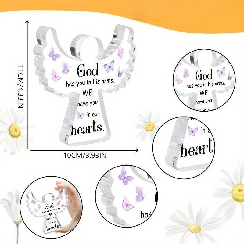 Ängel Akryl Minnesgåva Kondoleansgåva, Sorgegåva, Maskros Minne Sorggåvor för Förlust av Närstående, Sympatiskylt för Hem Vardagsrum Ta