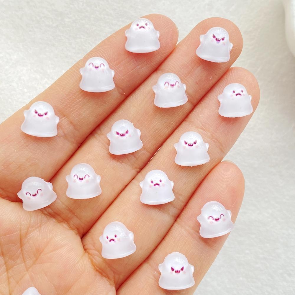 50Pcs Cute Mini Cartoon Halloween Ghost Series Flat Back Rhinestone Bead Scrapbook DIY Manicures Appliques Accessories Crafts