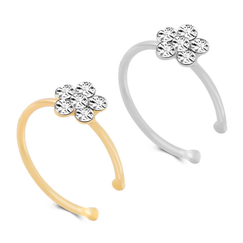 1Pc Small Thin Clear  Flower Nose Ring Charm Nose Ring Jewelry