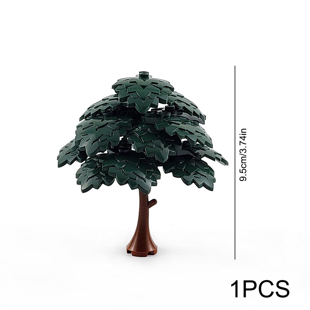 MOC Stadtgarten Baustein Baum Spielzeug DIY Montage Kiefer Kokospalme Straßenansicht Wald Pflanze Stamm Blätter Gras Zubehör