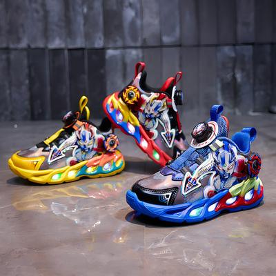 Cerro Ultraman Boys Shoes 2025 Spring and Autumn Children's Breathable Button Sneakers Soft-soled Boys Lighting Shoes