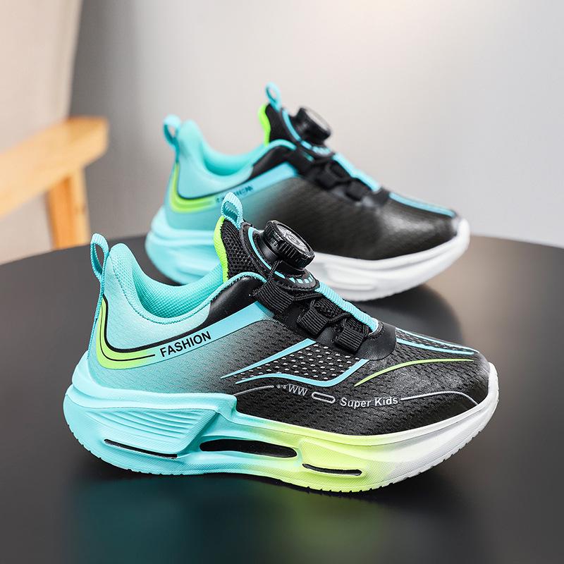 

Kids Lightweight Non-Slip Rotary Buckle Running Shoes - Breathable, Comfortable for Spring/Autumn Outdoor Sports Size 34