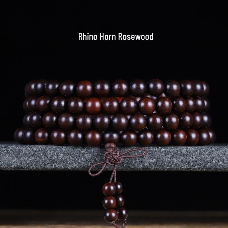 Buddhist 108 Beads Bracelet: Red Sandalwood, Green Sandalwood, Ebony Wood Rosary Necklace