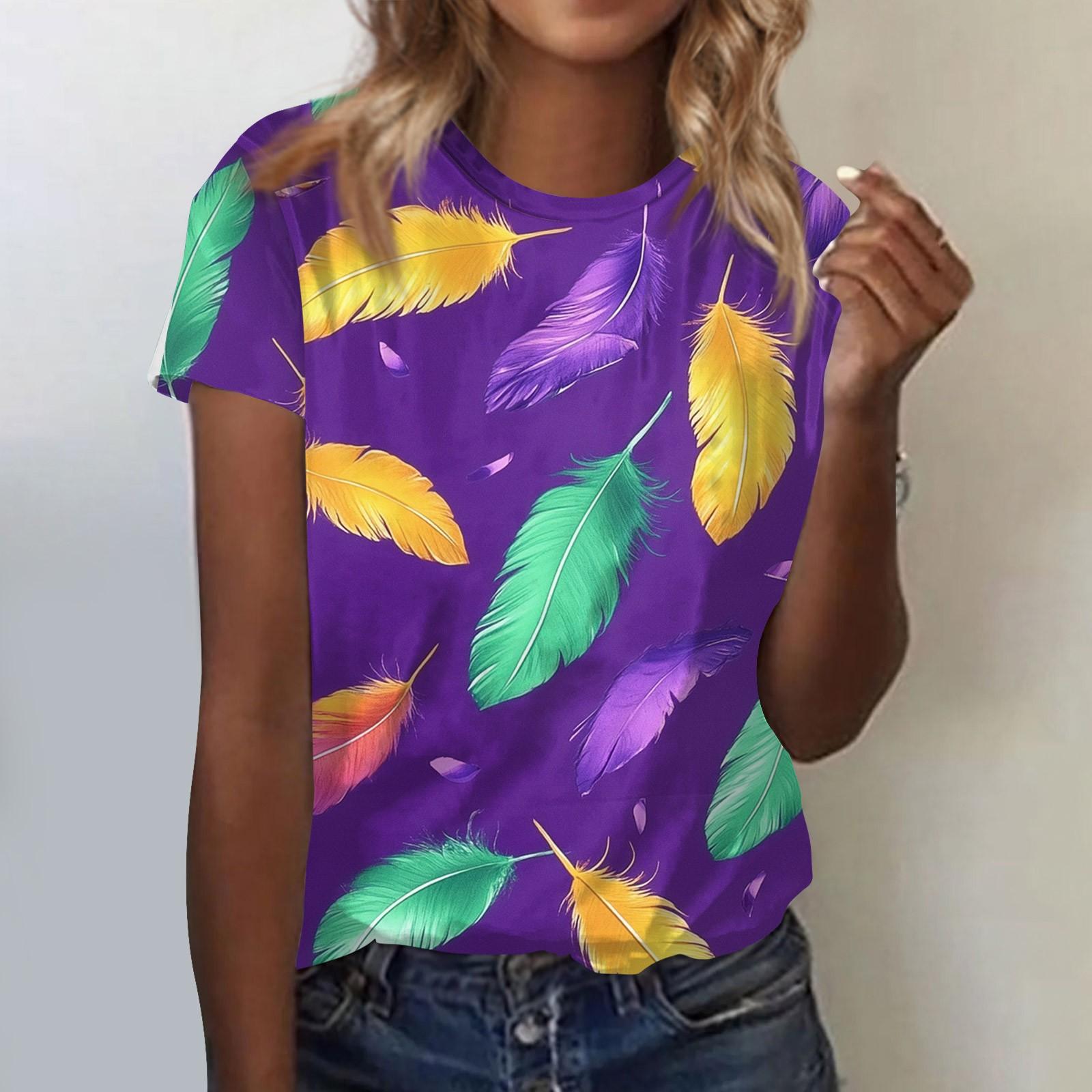 

Женская модная повседневная футболка с круглым вырезом и коротким рукавом с карнавальным принтом XXXL