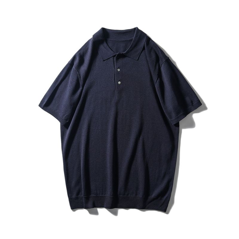Linen Knitting Short-Sleeved Polo Shirt Men's Summer Lapels Cotton and Linen T-shirt Export Export Men's Clothing Casual T-shirt with Collar
