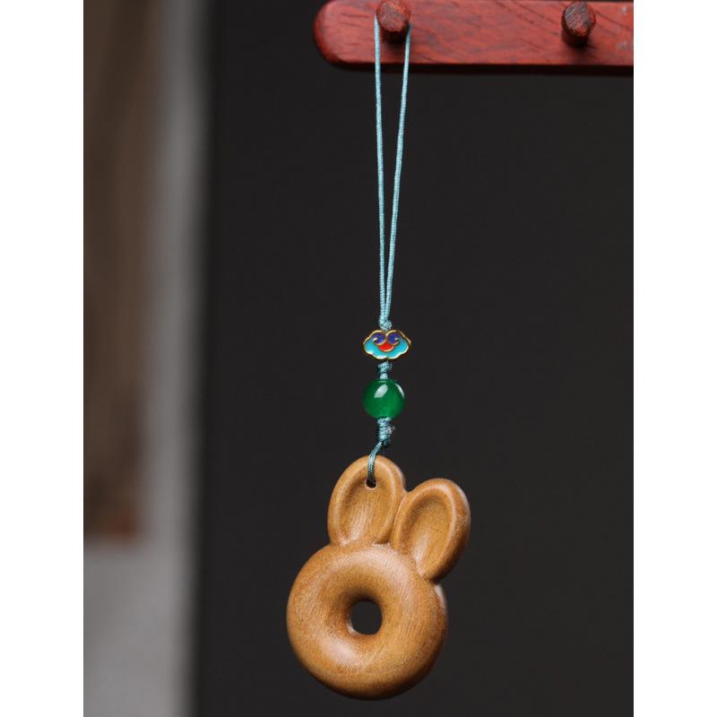Green Sandalwood Rabbit Ear Phone Chain Bag Pendant DIY Accessory