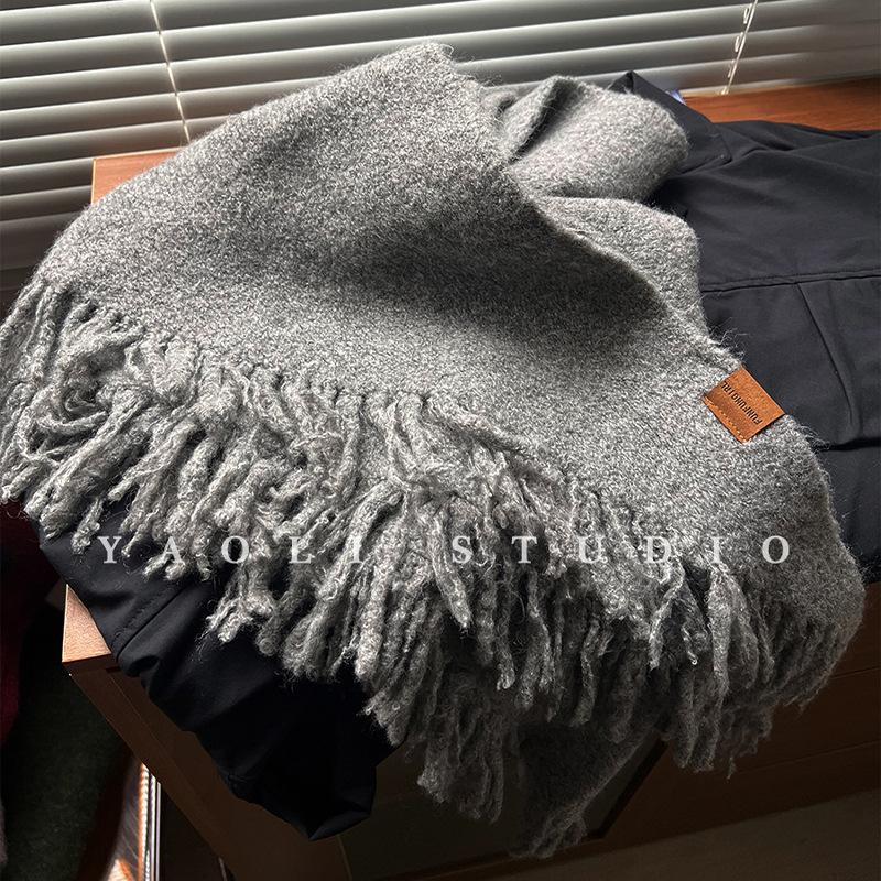 Autumn and Winter Warm Wool Tassel Triangle Scarf Women's Cold Proof Shawl Scarf Scarf