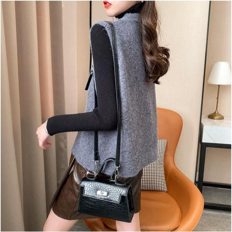 Vestă de primăvară și toamnă Vestă cu decolteu în V Vestă tricotată Pulover lejer fără mâneci