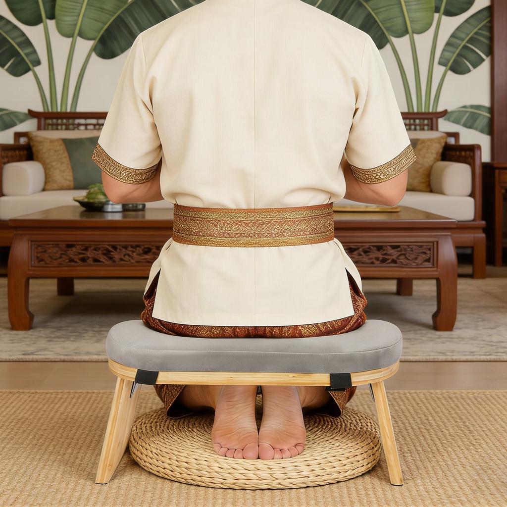 Skládací meditační lavice, Moderní klekací stolička pro všímavost a relaxaci, Ergonomický design s náklonem 5° dopředu