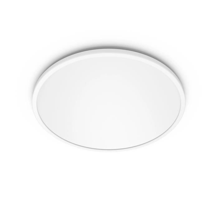 Plafonnier LED - Philips - Superslim - Blanc chaud - 1 ampoule - Intérieur - Design contemporain