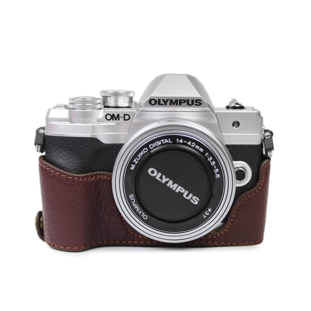 kinokoo OLYMPUS E-M10 Mark IV Half Case, Genuine Leather (Coffee)