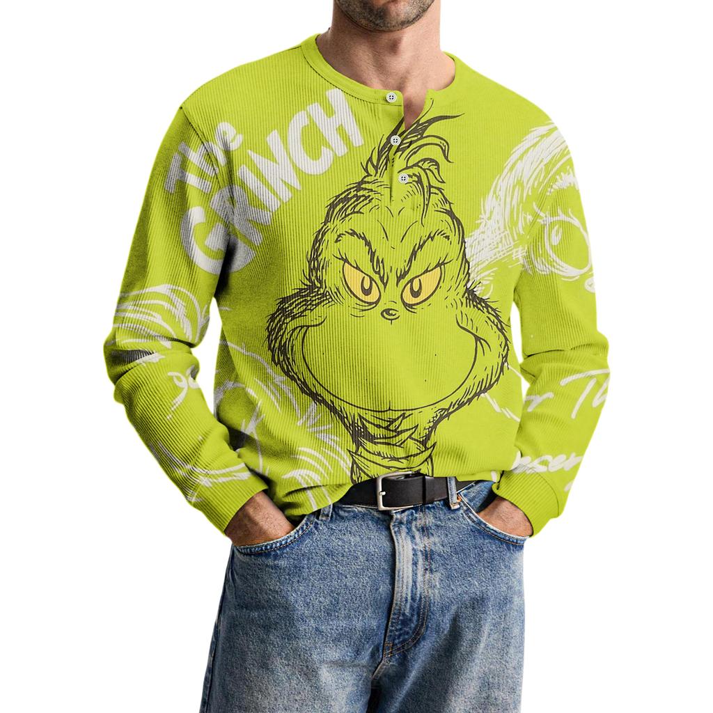 Men's Casual Knit Button-Up Long-Sleeve Shirt