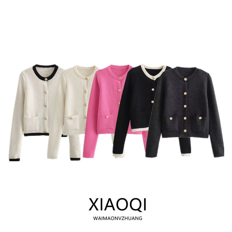 Fashion Style 2024 Spring New Arrival Women's Clothing Slim Looking Easiest for Match Button Decoration Long Sleeves Knitting Cardigan 06427034