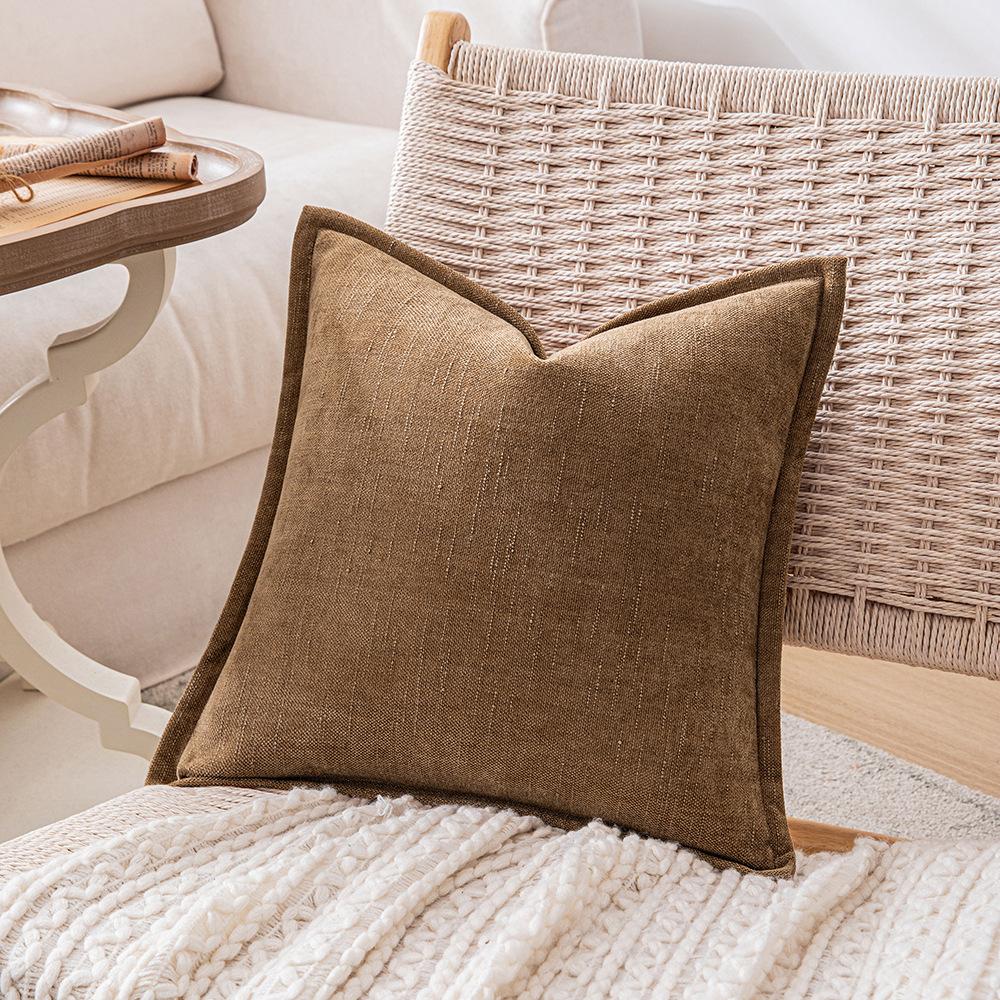 Ins Fengchenille Pillow Bamboo Joint Pattern Jacquard Cushion Internet Celebrity Super Thick Pillow Case Pressed on The Edge of The Sofa Bedside Back
