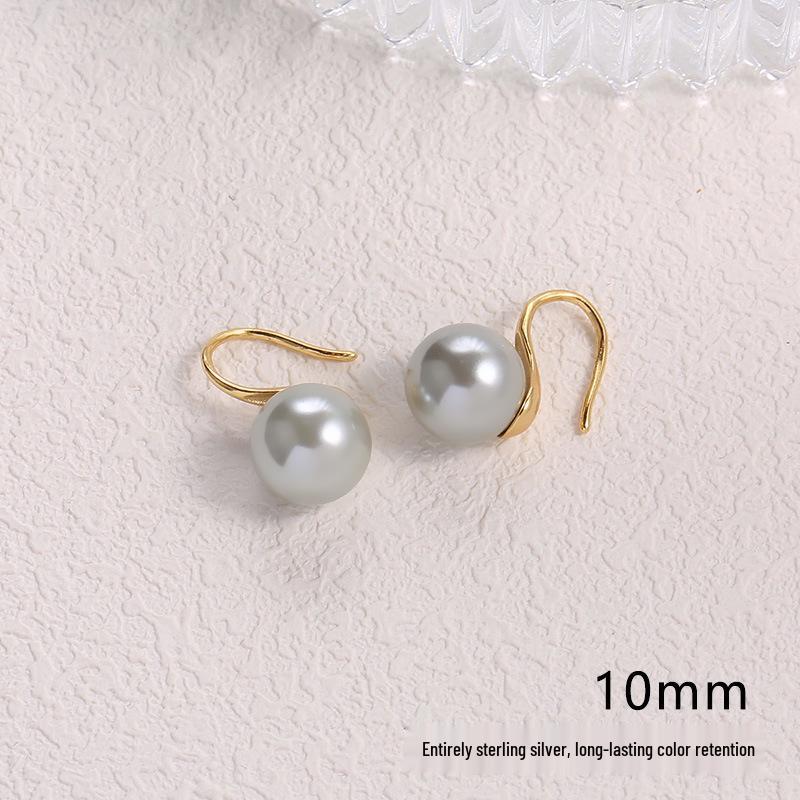 2025 Pure Silver Pearl Stud Earrings for Women - High-End Feel with Ear Drops & High Heels Ear Hooks