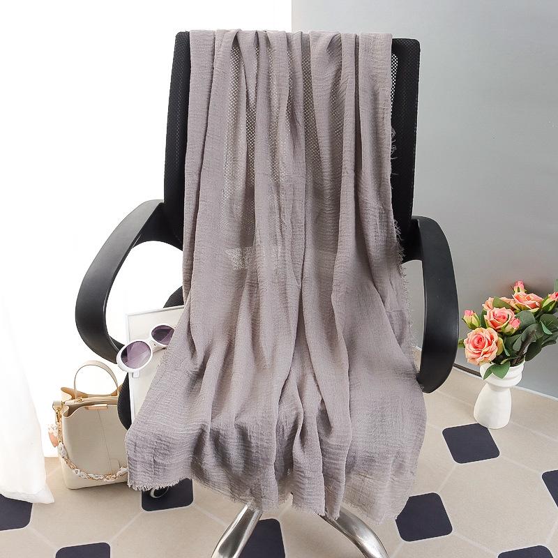 Sciarpa grande da donna in cotone e lino di colore puro: Foulard musulmano primaverile/estivo, telo mare, scialle con protezione solare