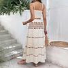 Costum de plajă pentru femei cu imprimeu bohemian, set din două piese cu top cu bretele din chingă cu franjuri și fustă