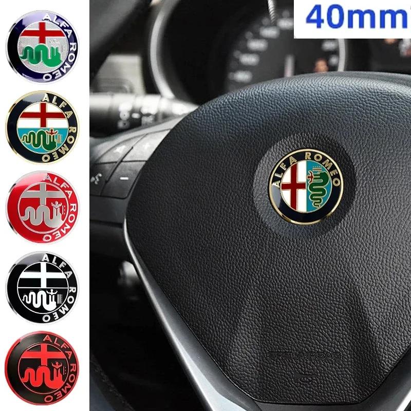 udrgf10 1Pc 40mm Car Steering Wheel Logo Badge Sticker for Alfa Romeo Mito Giulia Giulietta 147 156 166 159 Stelvio Sportiva 4C 8C GT