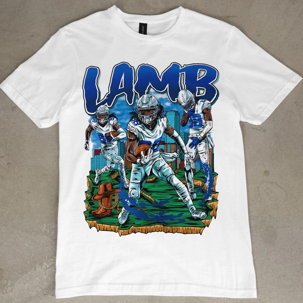 CeeDee Lamb Graphic T-Shirt Dallas Cowboys Football Tee NFL Fan Shirt Retro NEW
