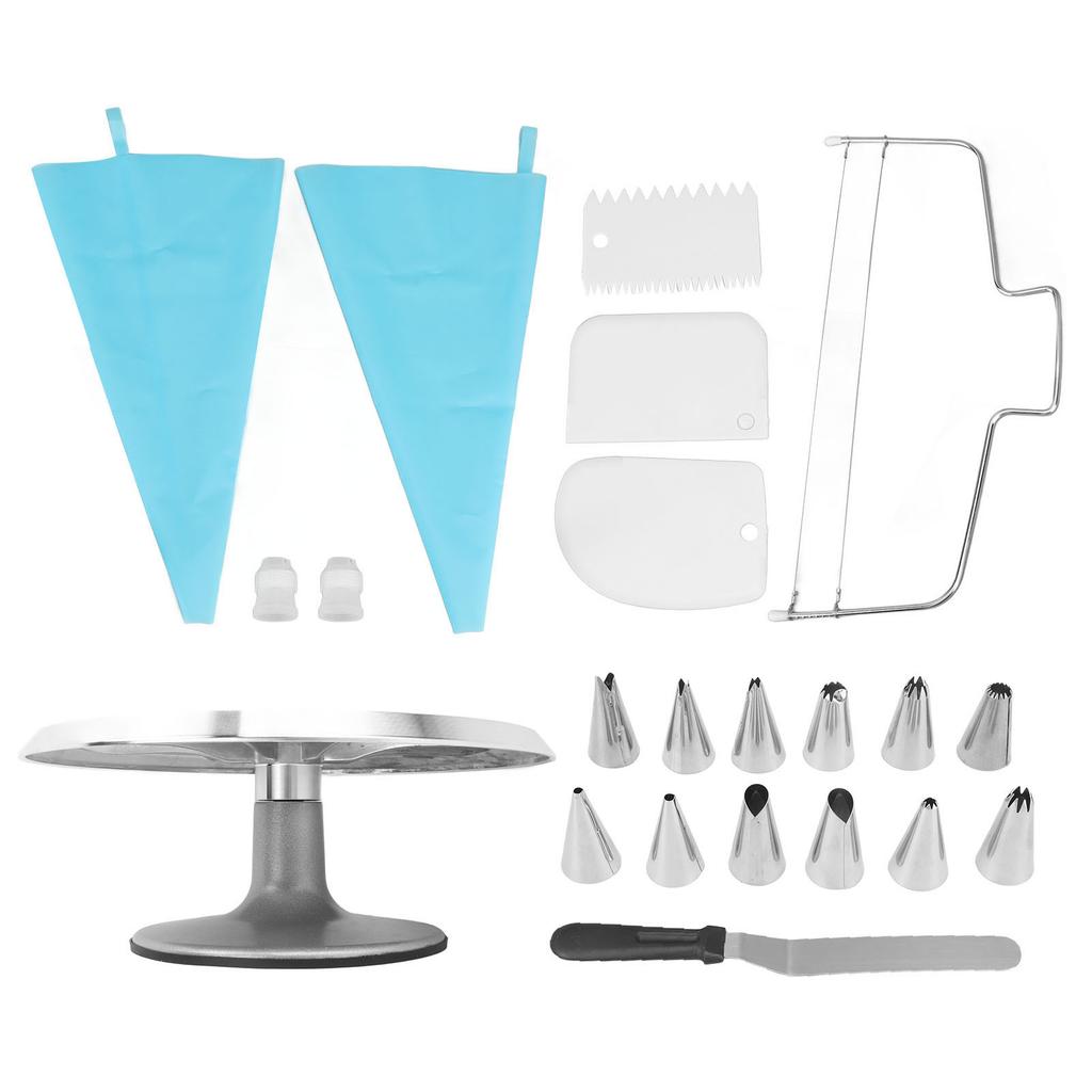 22Pcs 12 Inch Cake Turntable Cake Decorating Kit Supplies Baking Supplies with Aluminum Alloy