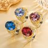Jewelry Copper Bottom Gold-Plated Simulation Blue Spinel Egg-Shaped Hollow Ring Main Stone 13 * 18