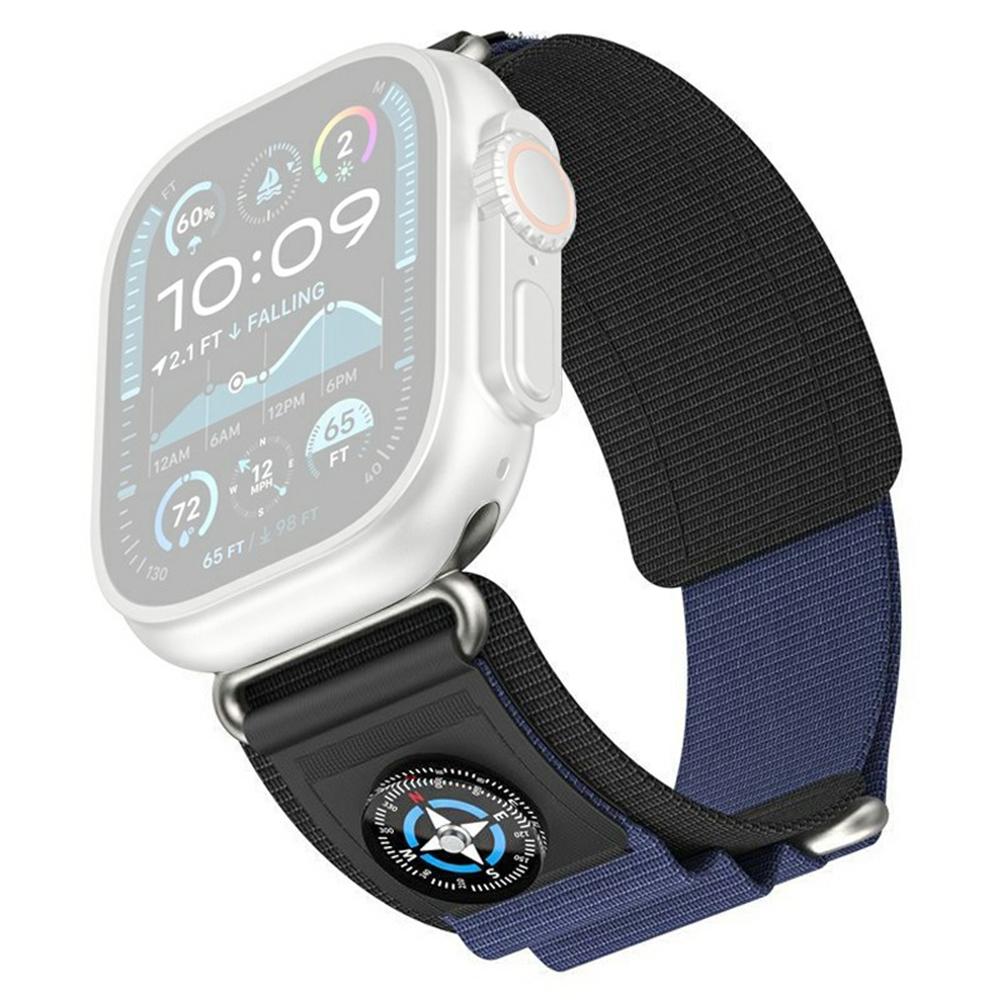 Nylon Band with Compass for Apple Watch Series 11 10 42mm / 9 8 7 41mm / SE3 SE2 SE 6 5 4 40mm / 3 2 1 38mm Adjustable Magic Tape Watch Strap