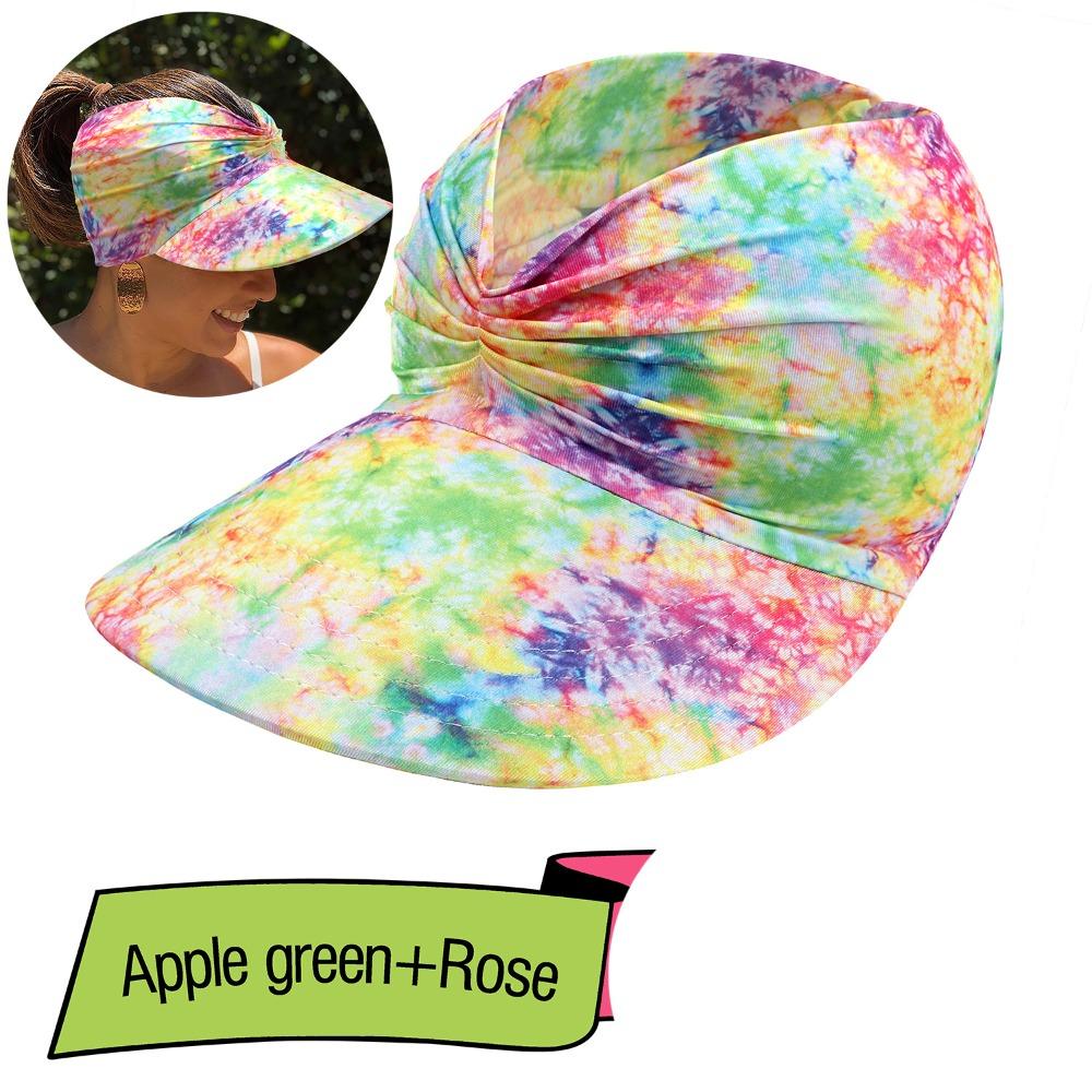 New Anti-UV Summer Visors Hat Flora Printing Breathable Empty Top Hat Empty Top Wide Large Brim Sun Hat Woman