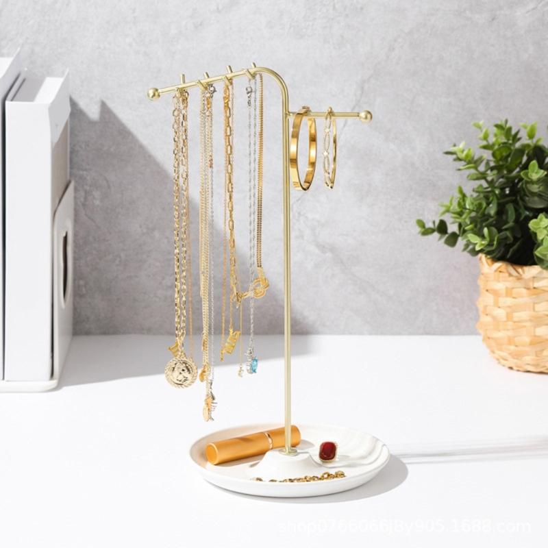 Stylish Metal Necklace and Jewelry Stand Elegant Organizers Portable for Accessories and Watches Home Organization