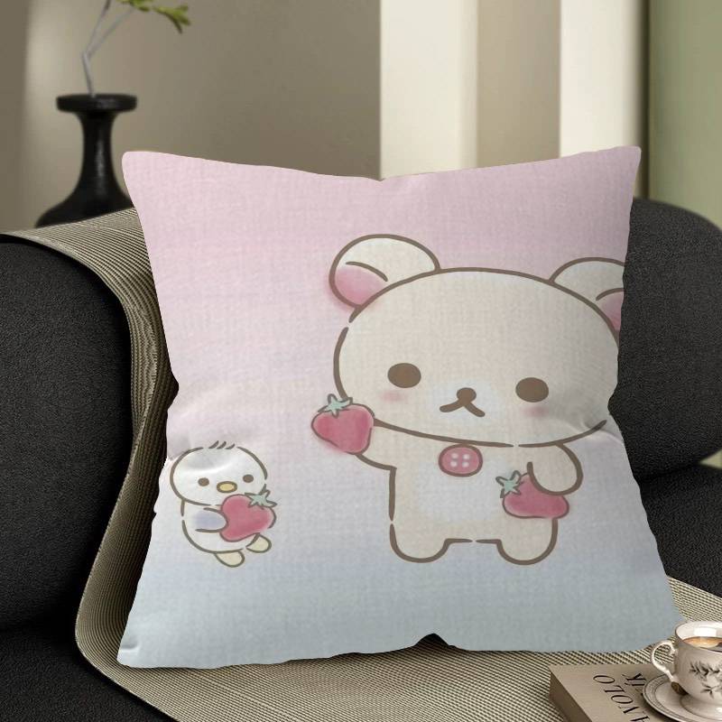 

Japan Anime Cute Cartoon RRilakkuma Anmie Cushion Cover Pillow Cover Decor Pillowcase Printed Cushion Case for Couch 30x30 cm