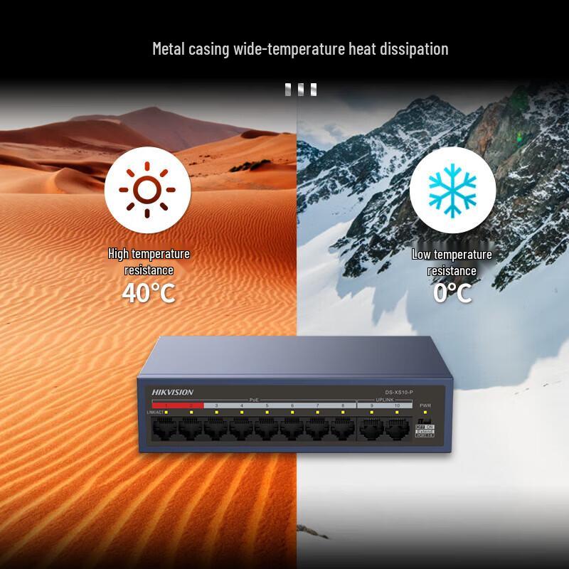 Hikvision 10-Port 100Mbps Unmanaged PoE Switch CN Plug (adapter Included)