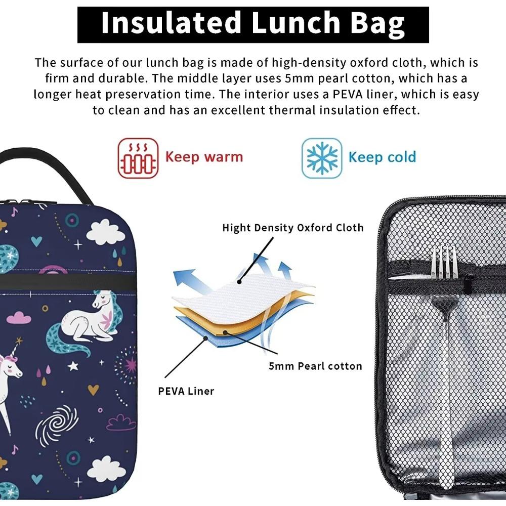 Tęczowy Jednorożec Torba na Lunch Izolowana Torba na Lunch Chłodząca Torba na Lunch do Pracy Biurowej