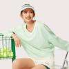 Li-Ning Comfortable Casual Simple V-Neck Pullover Loose Long Sleeve Sweatshirt Women sweatshirt Ice-Green AWDV886-3