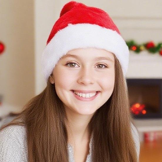 Christmas Santa Hat Kids Adult Santa Claus Plush Hat Women Men Unisex Red Velvet Fluffy Xmas Hat Holiday Party Costume Supplies